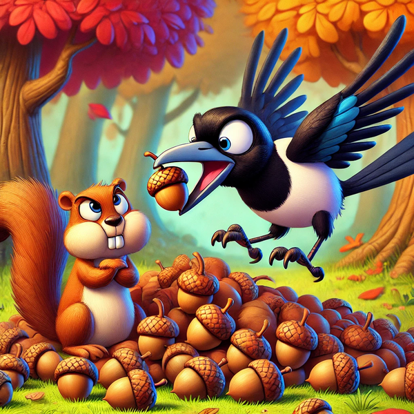 Squirrel and magpie